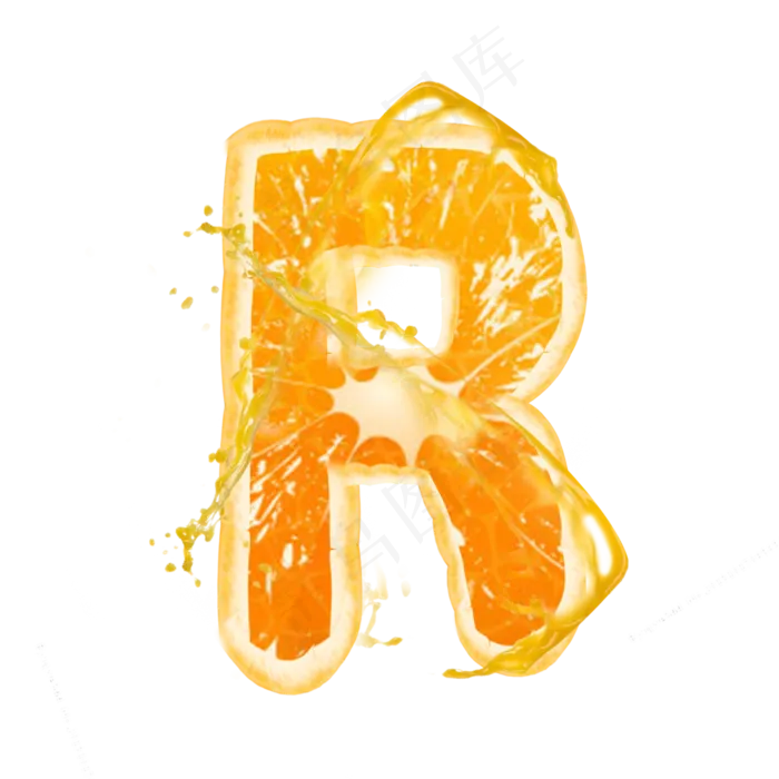 橙子橙汁橙色PSD字母R(3000X3000(DPI:300))psd模版下载