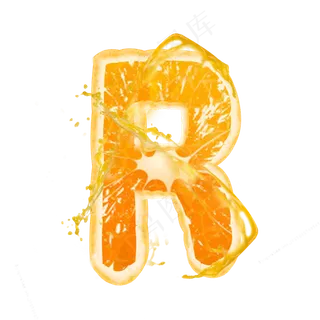 橙子橙汁橙色PSD字母R