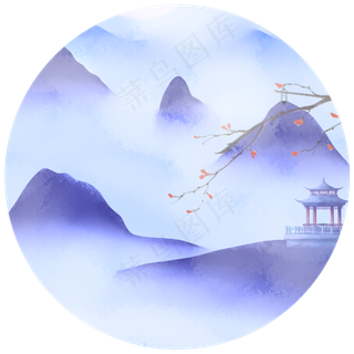 苍山云海古亭枫树