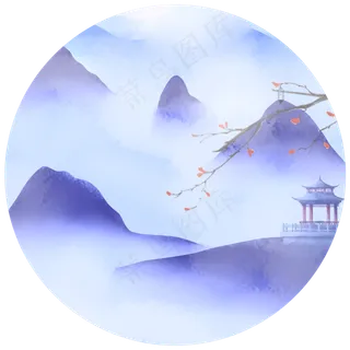 苍山云海古亭枫树