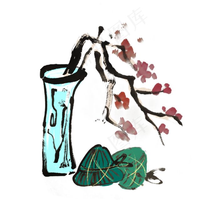 端午节粽子水墨风