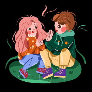 儿童节草坪上玩耍的小伙伴png