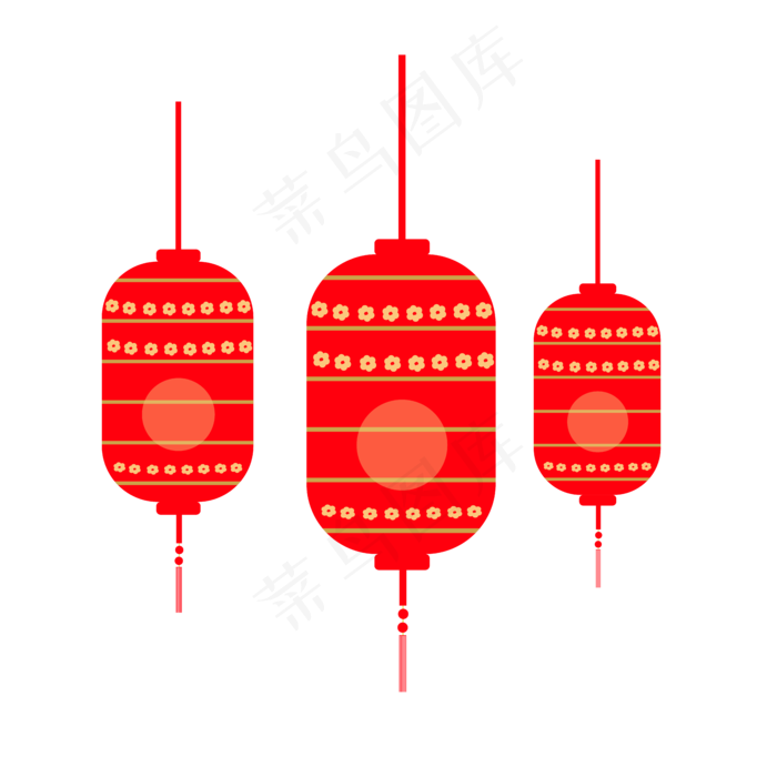 新年红色喜庆灯笼矢量元素,免抠元素