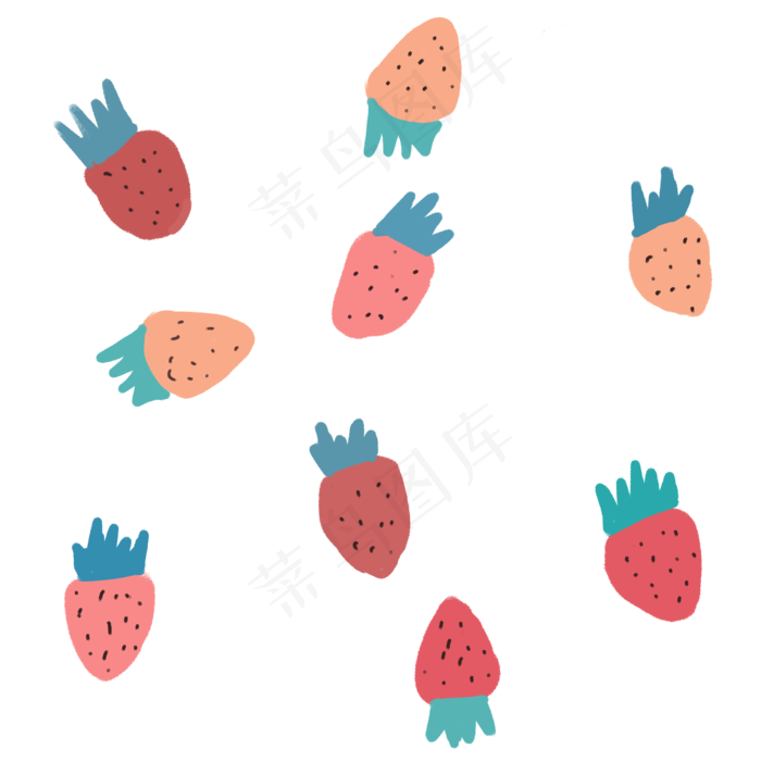 卡通手绘小草莓png图