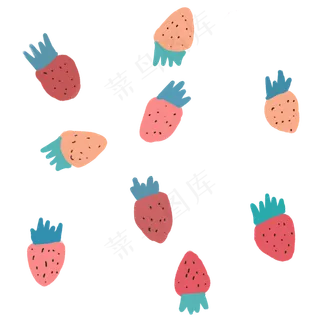 卡通手绘小草莓png图