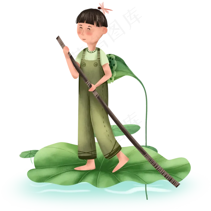 站在荷叶上的男孩(2000X2000(DPI:300))psd模版下载