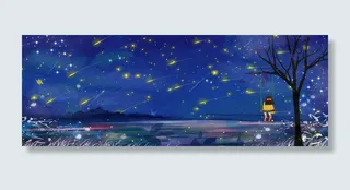 梦幻蓝色荡秋千的女孩