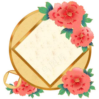 国潮风牡丹花边框