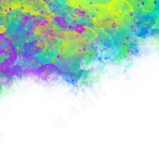 水彩晕染蓝紫黄绿梦幻肌理PNG,免抠元素