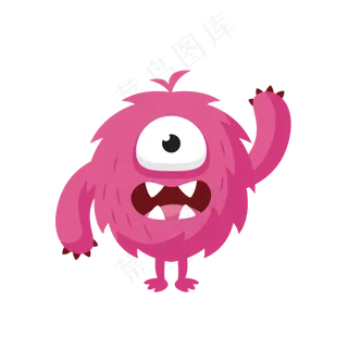 卡通玫瑰色的独眼外星人矢量素材
