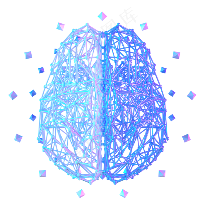 科技智能大脑数据蓝色线框医疗框,免抠元素