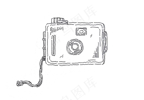 手绘黑白线条相机胶片机,免抠元素