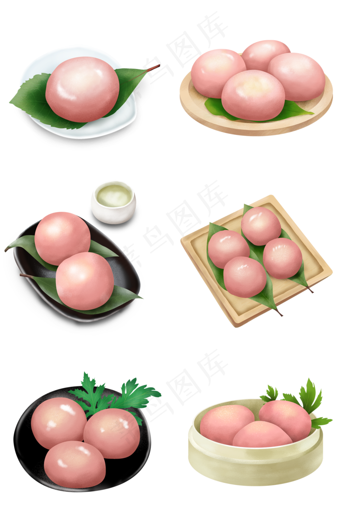 清明节美食整盘粉色青团