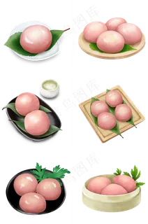 清明节美食整盘粉色青团