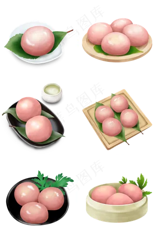 清明节美食整盘粉色青团