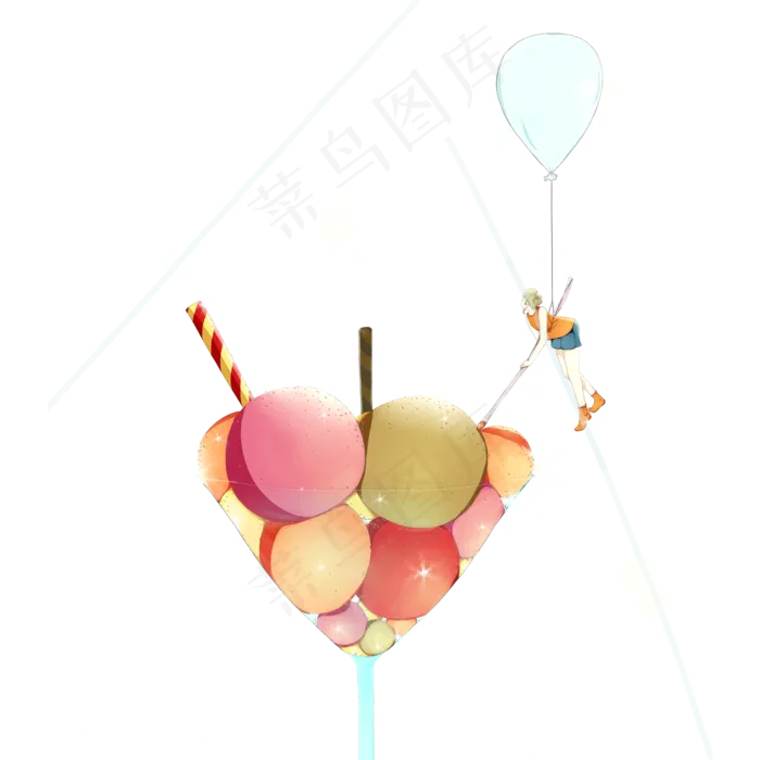 卡通水果饮料和男孩免抠图(2000X2000(DPI:300))psd模版下载