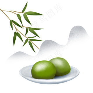 清明节中国风青团装饰,免抠元素