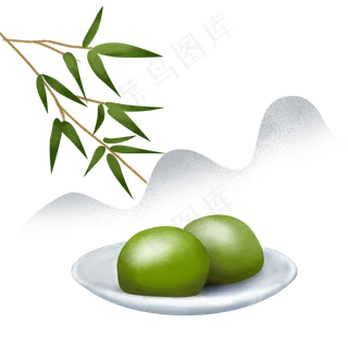 清明节中国风青团装饰,免抠元素