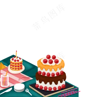 卡通生日蛋糕免抠图