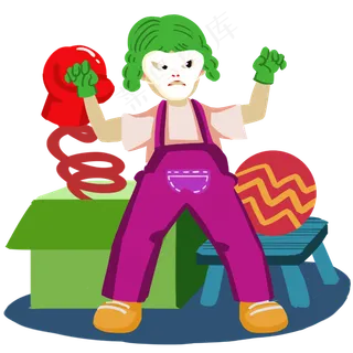 愚人节表演节目的小丑人物,免抠元素