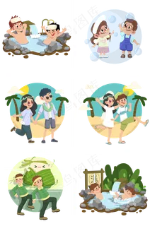 可爱扁平风生活场景