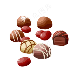 一堆褐色矢量巧克力,免抠元素
