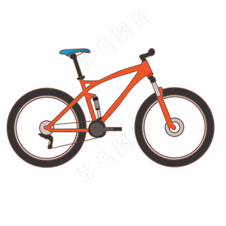 卡通橙色儿童自行车,免抠元素