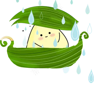 坐在船上的打着伞的粽子卡通
