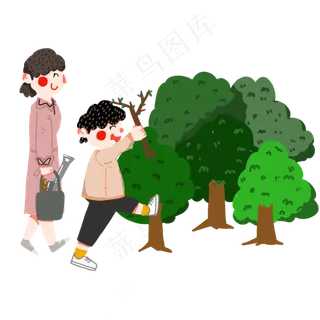 植树节植树的小孩