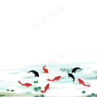 卡通鱼池塘免抠图