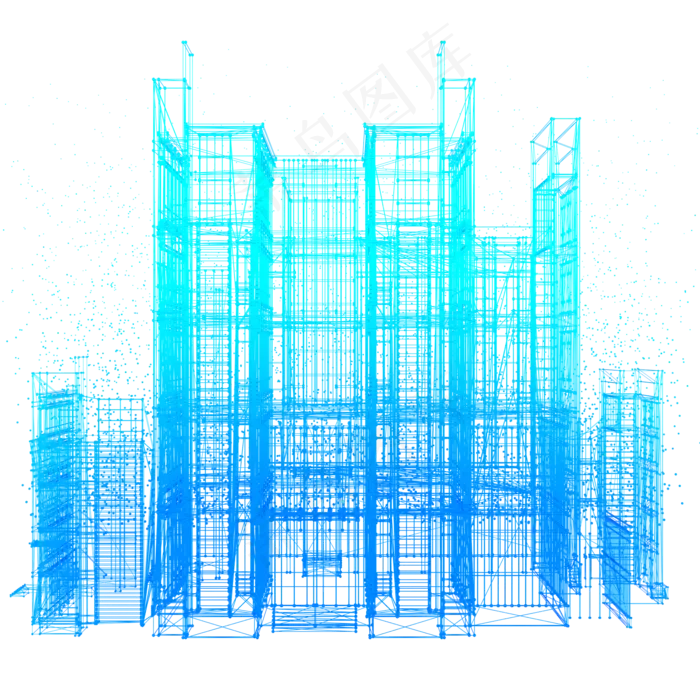 楼空间建筑科技智能魔幻数据光点,免抠元素(2000*2000px 300 dpi )