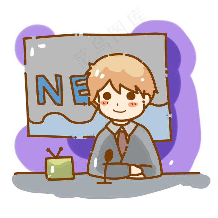 卡通新闻主持人png