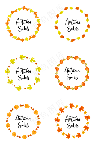 秋季叶子环形促销边框组图