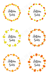 秋季叶子环形促销边框组图 秋季叶子环形促销边框组图