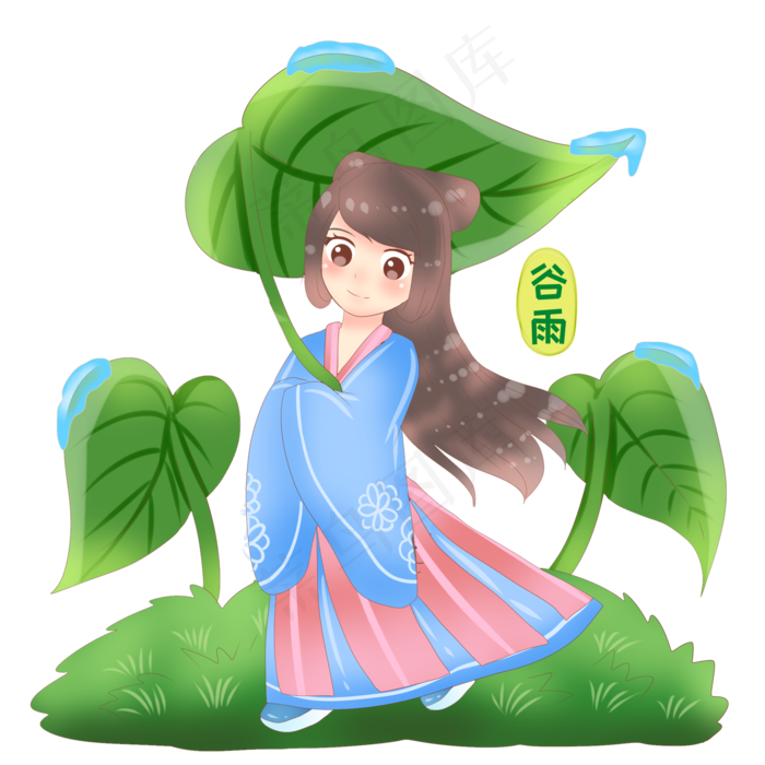 谷雨叶子打伞的姑娘(2000X2000(DPI:299))psd模版下载
