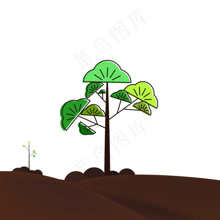 AI矢量植树节小树苗,免抠元素