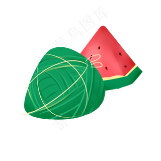 端午节小清新手绘装饰图案西瓜和