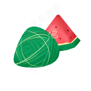 端午节小清新手绘装饰图案西瓜和