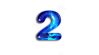 蓝色星空玻璃宝石质感数字2