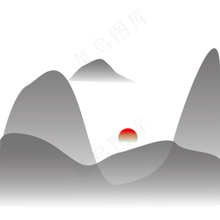 山水水墨矢量插画