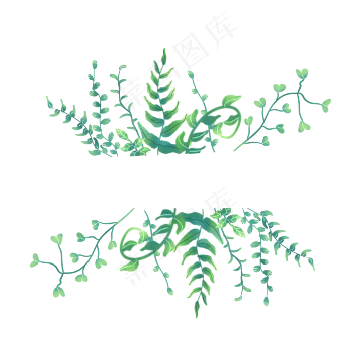 手绘水彩绿色植物叶子(2000X2000(DPI:300))psd模版下载
