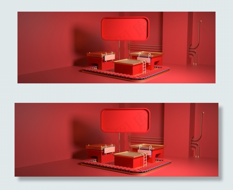 红色简约淘宝天猫banner场景背景