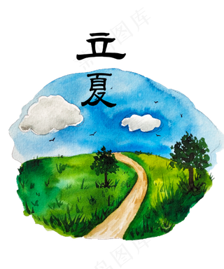 立夏二十四节气原野蓝天白云PN