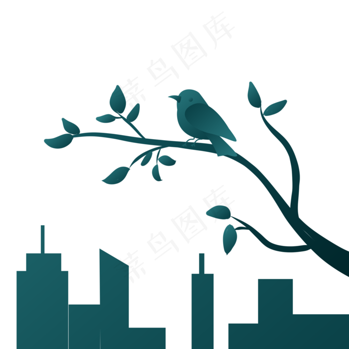 新中式墨绿色树枝