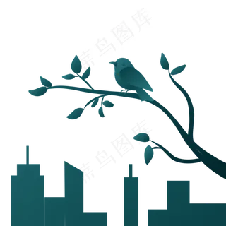 新中式墨绿色树枝