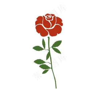 手绘矢量红色玫瑰花浪漫节日植物,免抠元素