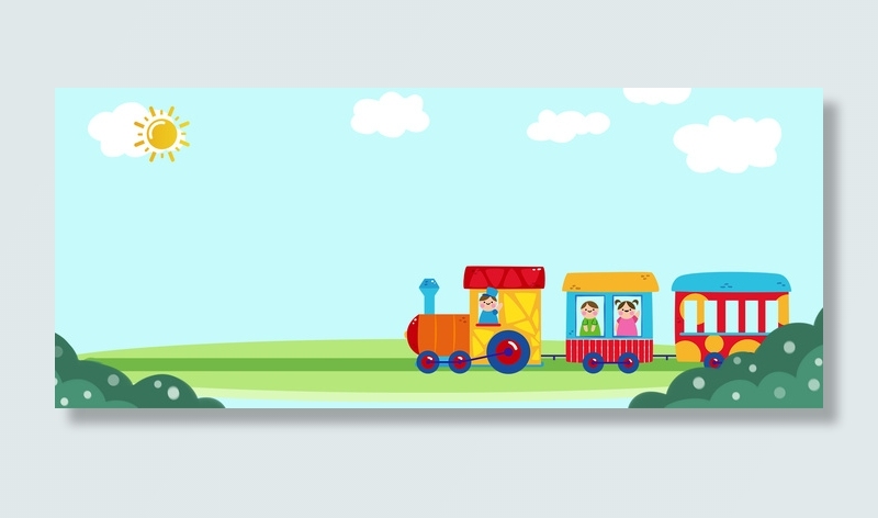 61儿童节卡通小火车玩具banner背景