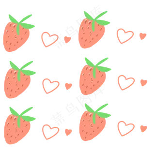 草莓花纹小碎花图案元素,免抠元素