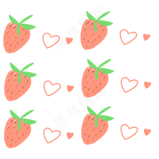 草莓花纹小碎花图案元素,免抠元素