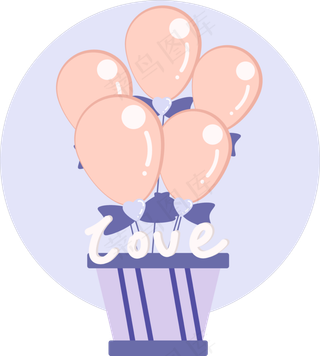 七夕情人节粉色系浪漫卡通气球